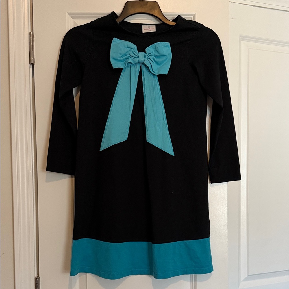 Hanna Andersson Black Dress with Turquoise Accents